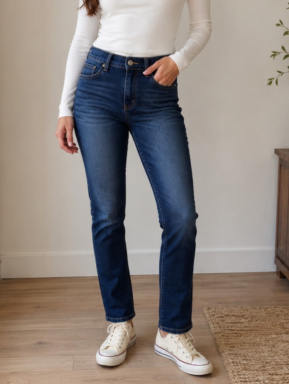 Artisan NY Women's Jeans Size 4 Dark Wash Slim Straight Denim Classic Blue
